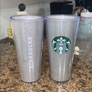 Pair of Starbucks sparkle cups